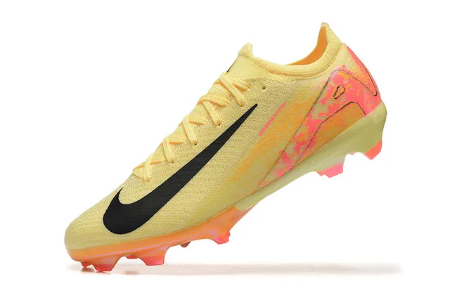 Nike Mercurial Vapor Chaussures de football Jaune Rose Upper en maille Lacets asymétriques Firm-Ground 5