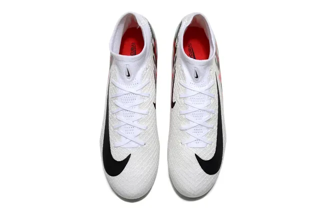 Nike Mercurial White Red Sock-Fit Collar Pixelated Graphic Overlay Firm-Ground Soccer Shoes 2