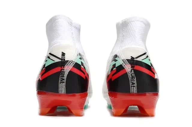 Nike Mercurial White Red Sock-Fit Collar Pixelated Graphic Overlay Firm-Ground Soccer Shoes 4