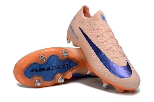 Nike zapatillas de fútbol naranja y púrpura low-cut con upper de ajuste sock-fit y construcción de knit similar a Flyknit para firm-ground 3