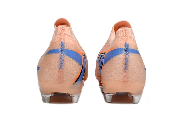 Nike zapatillas de fútbol naranja y púrpura low-cut con upper de ajuste sock-fit y construcción de knit similar a Flyknit para firm-ground 4