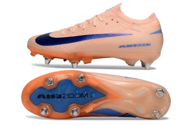 Nike zapatillas de fútbol naranja y púrpura low-cut con upper de ajuste sock-fit y construcción de knit similar a Flyknit para firm-ground 6