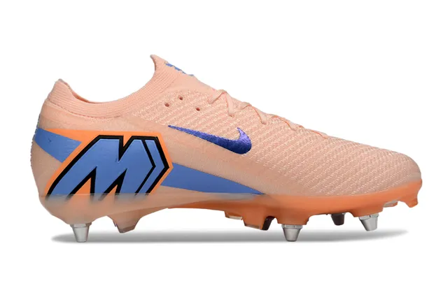 Nike zapatillas de fútbol naranja y púrpura low-cut con upper de ajuste sock-fit y construcción de knit similar a Flyknit para firm-ground 7