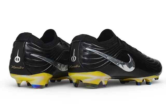 Nike Phantom GT أحذية كرة القدم السوداء والصفراء القزحية للأرض الصلبة 5