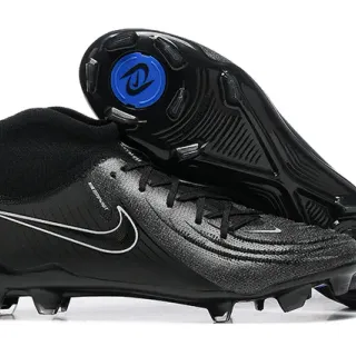Nike Phantom GT Noir Bleu Haut-Cut Collet Chaussures de Football Terrain Ferme