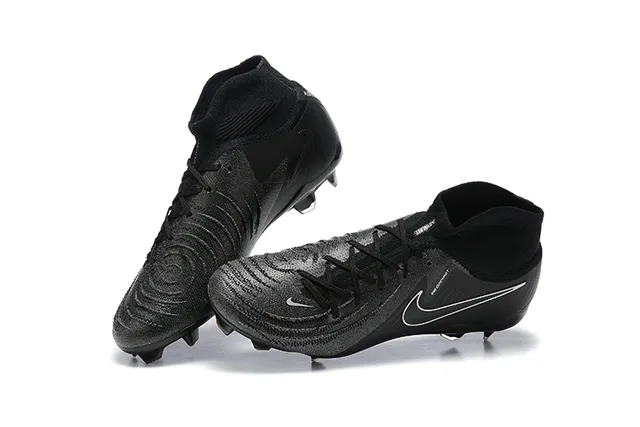 Nike Phantom GT Preto Azul Alto Corte Colar Ajuste Meia Campo Firme Chuteiras de Futebol 3