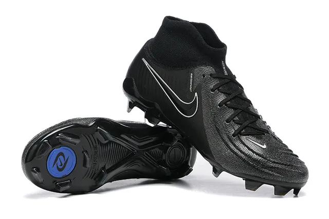 Nike Phantom GT Preto Azul Alto Corte Colar Ajuste Meia Campo Firme Chuteiras de Futebol 6