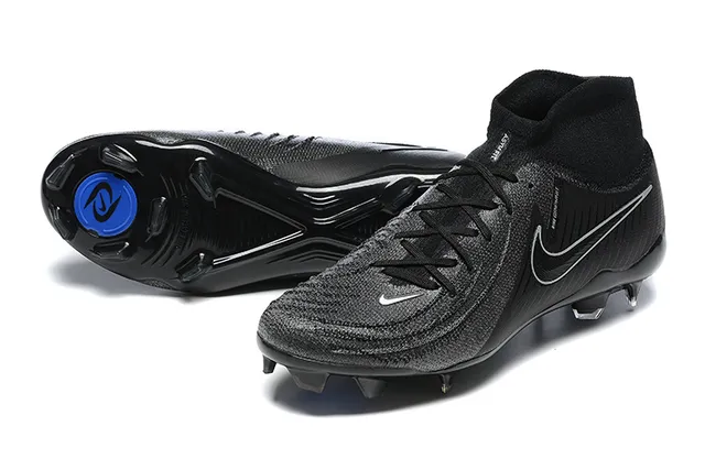 Nike Phantom GT Preto Azul Alto Corte Colar Ajuste Meia Campo Firme Chuteiras de Futebol 7