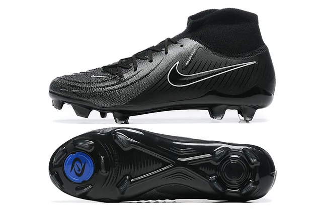 Nike Phantom GT Preto Azul Alto Corte Colar Ajuste Meia Campo Firme Chuteiras de Futebol 9