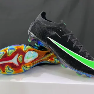 Nike Phantom GT काले हरे सॉक फिट किनिट अपर असिममेट्रिक लेसिंग फर्म ग्राउंड सोकर शूज