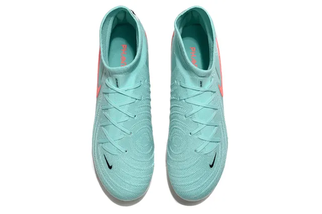 Nike Phantom GT Azul Naranja Alto Tacón Tejido Superior Cuello Ajuste Calcetín Tacón Firme Zapatos de Fútbol 2