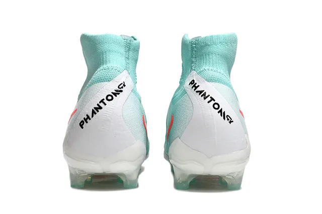 Nike Phantom GT Azul Naranja Alto Tacón Tejido Superior Cuello Ajuste Calcetín Tacón Firme Zapatos de Fútbol 4