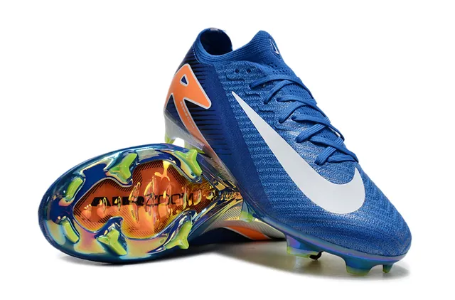 Nike Phantom GT Azul Laranja Low-Cut Knit Upper Lacê Assimétrica Firm-Ground Sapatos de Futebol 3