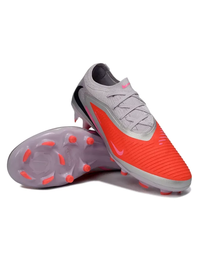 Nike Phantom GT Zapatillas de fútbol Gris Naranja Low-Cut Knit Upper Asymmetric Chevron Overlay para terreno firme 5
