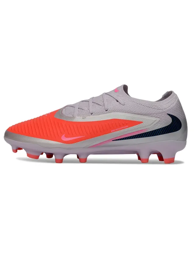 Nike Phantom GT Zapatillas de fútbol Gris Naranja Low-Cut Knit Upper Asymmetric Chevron Overlay para terreno firme 7