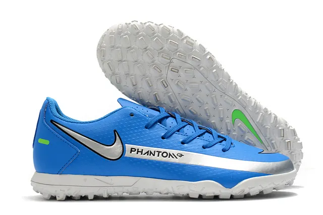 Nike Phantom GT Verde Azul Baixo Corte Malha Sintética Superior Swoosh Turquesa Sobreposição Sapatos de Futebol para Relvado 17