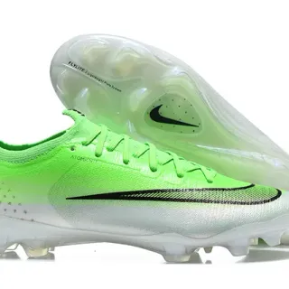 Nike Phantom GT Vert Blanc Coupe Basse Tissu Supérieur Lacets Asymétriques Terrain Firme Chaussures de Football