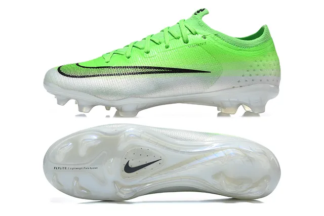 Nike Phantom GT हरा सफेद लो-कट निट अपर असममेट्रिक लेसिंग फर्म-ग्राउंड सोकर जूते 9
