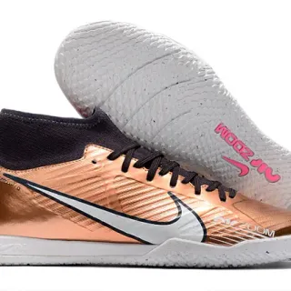 Nike Phantom GT Indoor Gold Pink Metallic Copper Upper Sock-Fit Collar Indoor Soccer Shoes