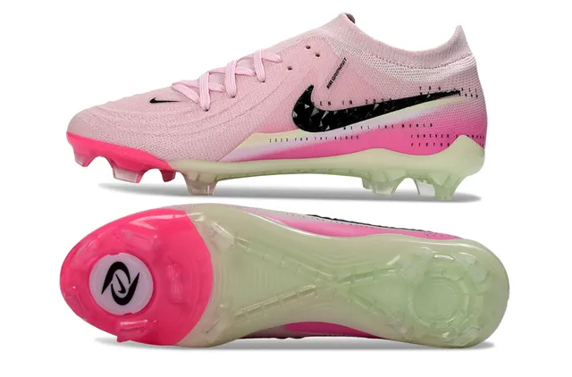 Nike Phantom GT गुलाबी पारदर्शी निट अपर ज्योमेट्रिक Swoosh ओवरले फर्म ग्राउंड फुटबॉल जूते 6