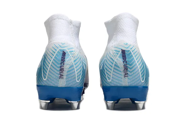 Nike Phantom GT Branco Azul Parte Superior de Malha de Alto Swoosh Iridescente Roxo Sapatos de Futebol para Gramado Firm-Ground 4