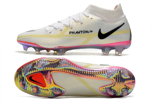 Nike Phantom GT أبيض وردي منخفض القطع مناسب للجوارب الجزء العلوي أرض صلبة أحذية كرة القدم 2