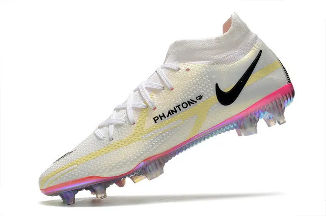 Nike Phantom GT أبيض وردي منخفض القطع مناسب للجوارب الجزء العلوي أرض صلبة أحذية كرة القدم 4