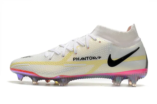 Nike Phantom GT أبيض وردي منخفض القطع مناسب للجوارب الجزء العلوي أرض صلبة أحذية كرة القدم 5