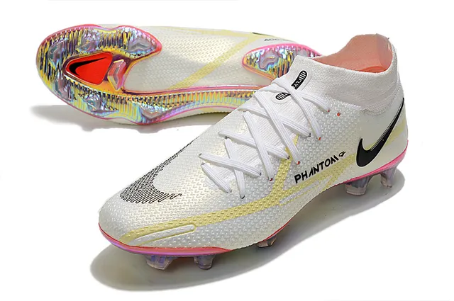 Nike Phantom GT أبيض وردي منخفض القطع مناسب للجوارب الجزء العلوي أرض صلبة أحذية كرة القدم 6