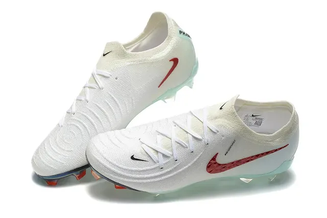 Nike Phantom GT Blanco Rojo Upper de Tejido Iridiscente TPU Tacón Firm-Ground Zapatos de Fútbol 4