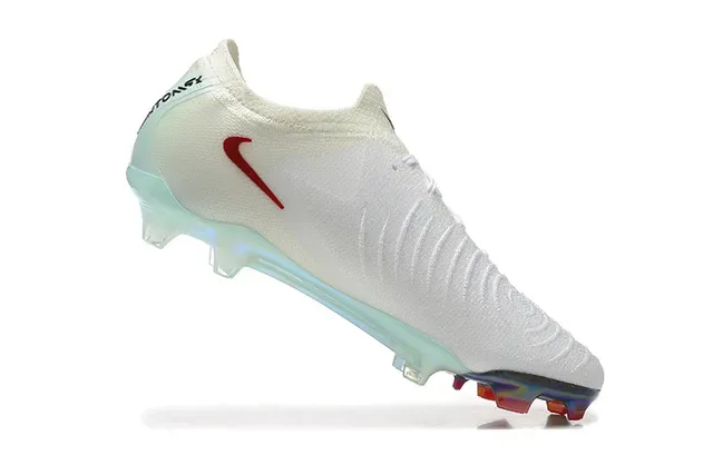 Nike Phantom GT Blanco Rojo Upper de Tejido Iridiscente TPU Tacón Firm-Ground Zapatos de Fútbol 5