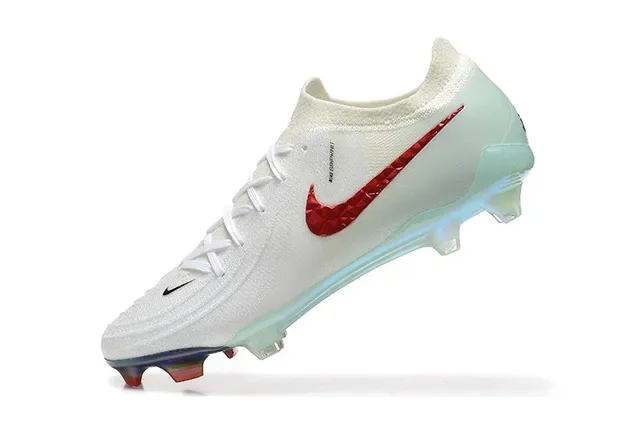Nike Phantom GT Blanco Rojo Upper de Tejido Iridiscente TPU Tacón Firm-Ground Zapatos de Fútbol 6