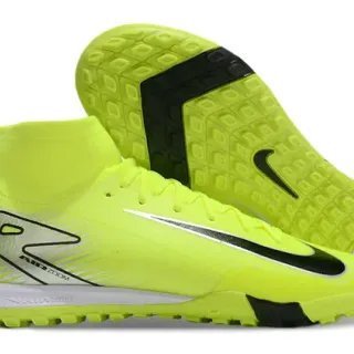 Nike Phantom GT Yellow Black High-Top Sock-Fit Collar Asymmetrical Lacing Turf Soccer Shoes