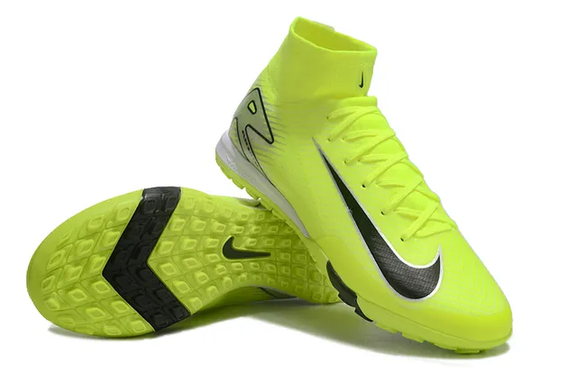Nike Phantom GT पीला काला हाई-टॉप सॉक-फिट कॉलर असममित लेसिंग टर्फ फुटबॉल जूते 4