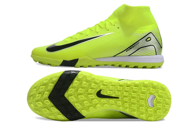 Nike Phantom GT पीला काला हाई-टॉप सॉक-फिट कॉलर असममित लेसिंग टर्फ फुटबॉल जूते 6