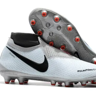 Nike Phantom VSN Light Gray Black Red Firm-Ground Soccer Shoes