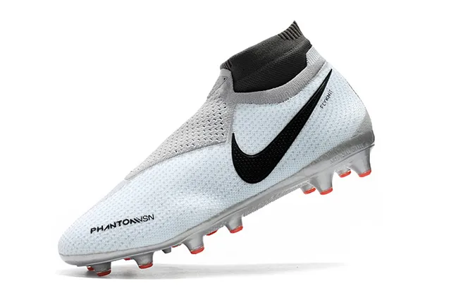 Nike Phantom VSN Light Gray Black Red Firm-Ground Soccer Shoes 4