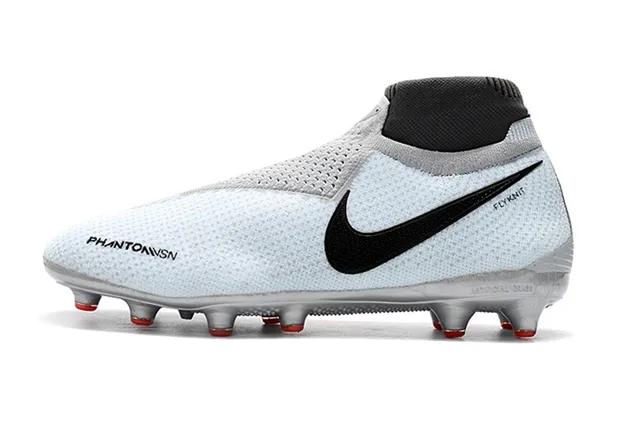 Nike Phantom VSN Light Gray Black Red Firm-Ground Soccer Shoes 5