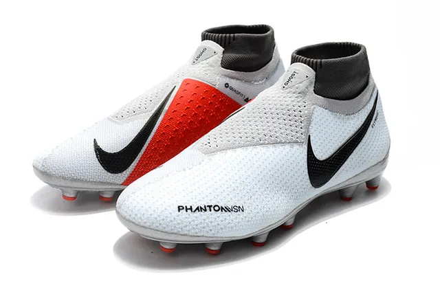 Nike Phantom VSN Light Gray Black Red Firm-Ground Soccer Shoes 6