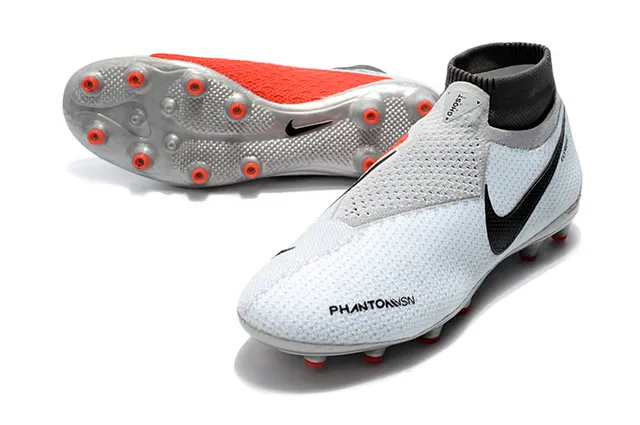 Nike Phantom VSN Light Gray Black Red Firm-Ground Soccer Shoes 8