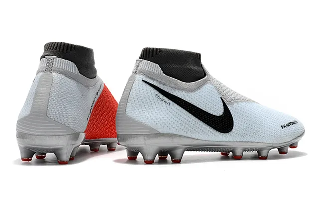 Nike Phantom VSN Light Gray Black Red Firm-Ground Soccer Shoes 10