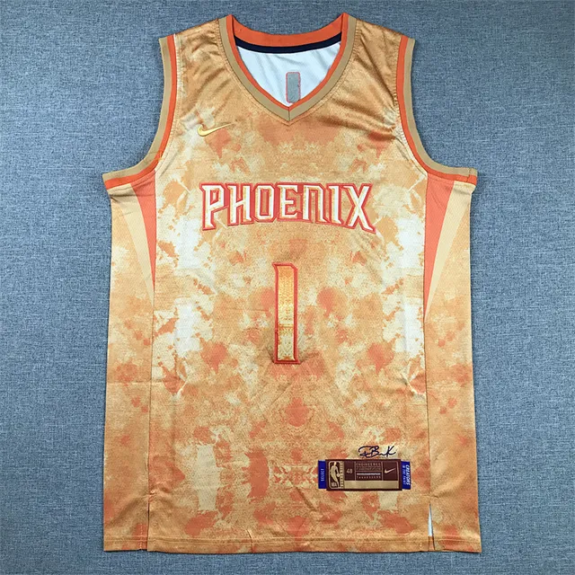 Nike Phoenix Suns City Edition Tie-Dye Jaune Doré Maillot de Basketball 2
