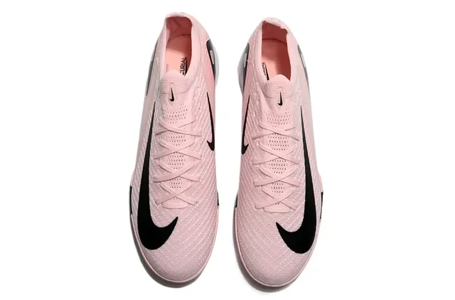 Nike Pink Black Knit Upper Wave-Pattern Overlays Turf Soccer Shoes 2