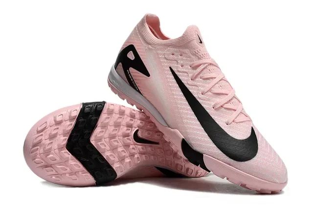 Nike Pink Black Knit Upper Wave-Pattern Overlays Turf Soccer Shoes 3
