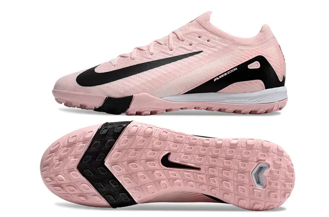 Nike Pink Black Knit Upper Wave-Pattern Overlays Turf Soccer Shoes 5