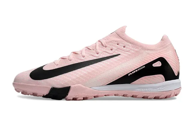 Nike Pink Black Knit Upper Wave-Pattern Overlays Turf Soccer Shoes 8