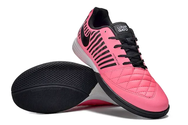 Nike Rose Noir Capuchon matelassé Jaula verticale Superposition de rayures Chaussures de football indoor 4