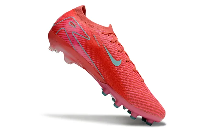 Nike Pink Blue Knit Upper Dynamic Fit Collar Firm-Ground Soccer Shoes 2