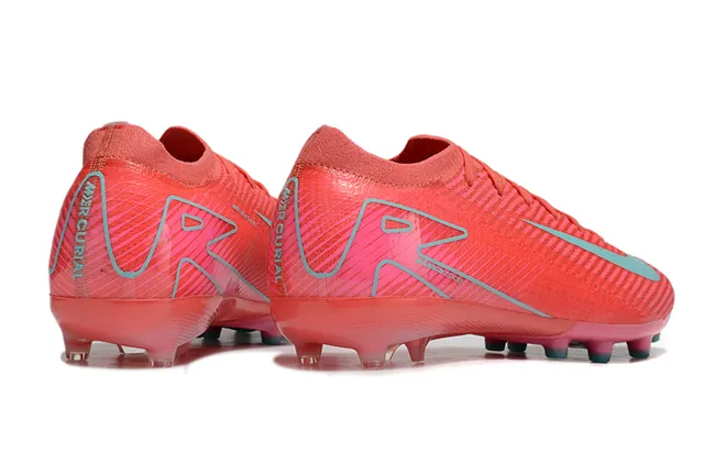 Nike Pink Blue Knit Upper Dynamic Fit Collar Firm-Ground Soccer Shoes 5