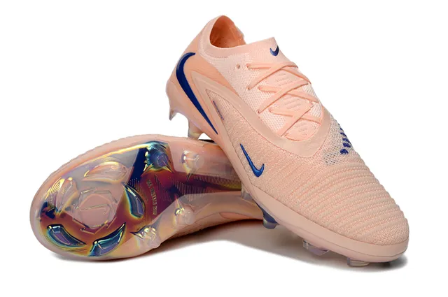 Nike গোলাপি নীল বুনন উপর বর্ণিল সোলপ্লেট ফার্ম-গ্রাউন্ড ফুটবল জুতা 4